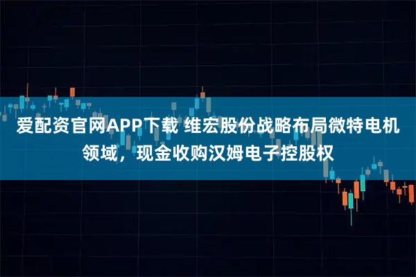 爱配资官网APP下载 维宏股份战略布局微特电机领域，现金收购汉姆电子控股权
