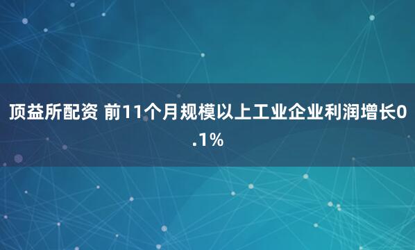 顶益所配资 前11个月规模以上工业企业利润增长0.1%