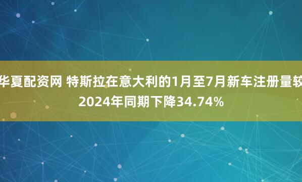 华夏配资网 特斯拉在意大利的1月至7月新车注册量较2024年同期下降34.74%