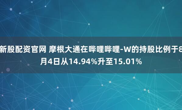 新股配资官网 摩根大通在哔哩哔哩-W的持股比例于8月4日从14.94%升至15.01%